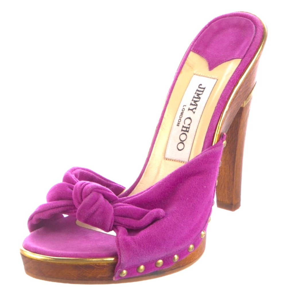 JIMMY CHOO “Suede Bow Accents Slingback Pumps”